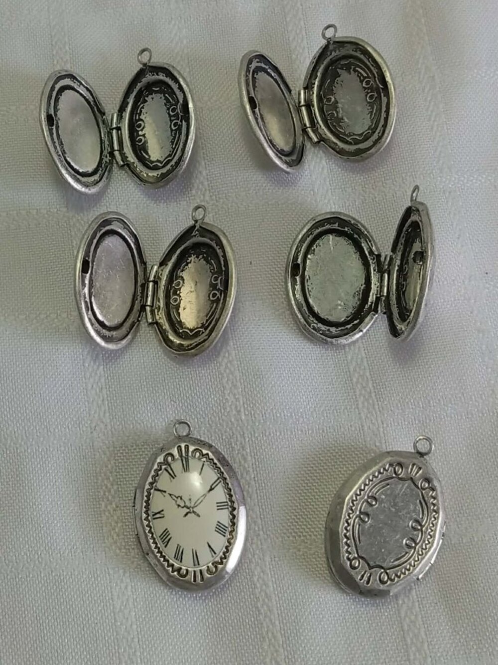 Miscellaneous vintage jewelry components & Vintage Clock Lockets + bonus